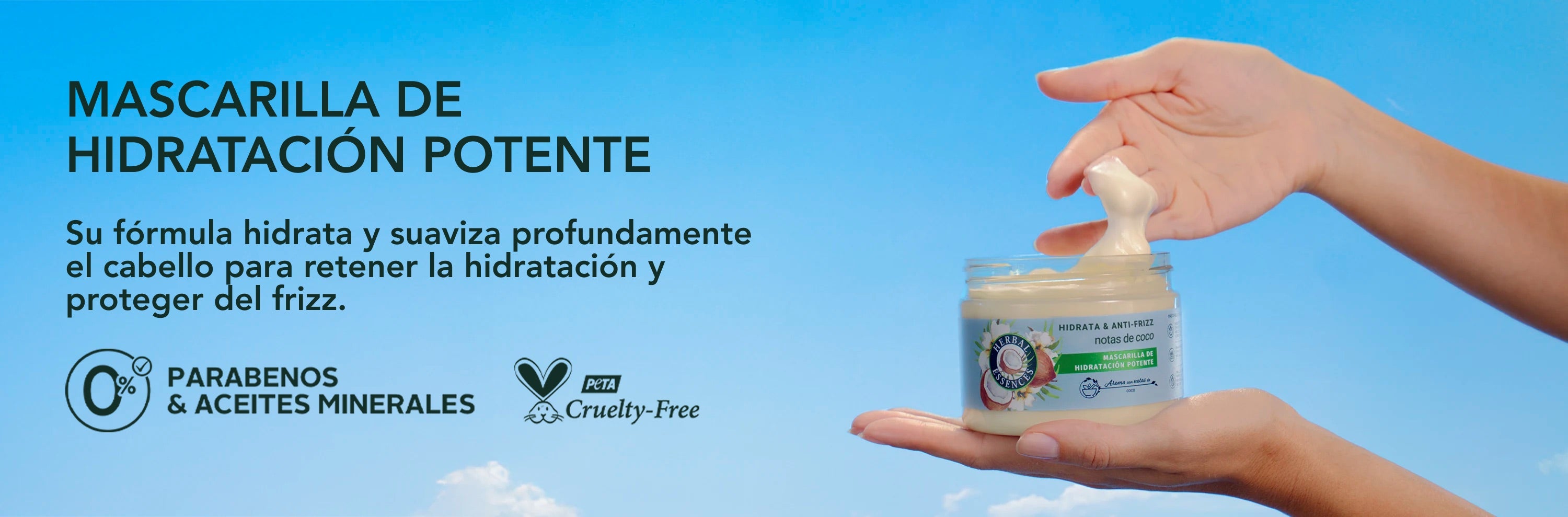 Mascarilla de Hidratación Potente: hidrata y suaviza profundamente, 0% parabenos y aceites minerales, PETA cruelty free